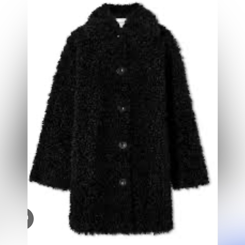 Stand Studio Gwen Faux Shearling Fur Oversized Coat Black